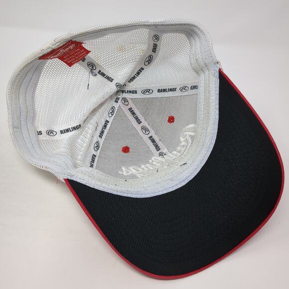 Rawlings Pro Baseball Fitted Trucker Hat Red XL Embroidered Colorblock - Picture 8 of 10